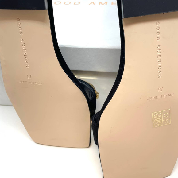 Good American Suede Chain Ankle Strap Flat Sandals In Black Size 9.5 New - Picture 11 of 13